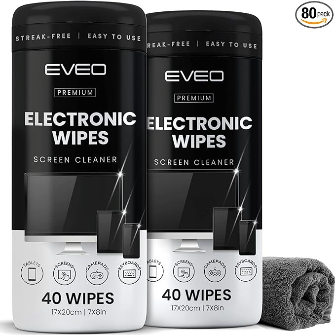 Electronic Wipes Screen Cleaner Streak-Free [2 Pack x40] Computer Screen Wipes, TV Screen Cleaner... | Amazon (US)