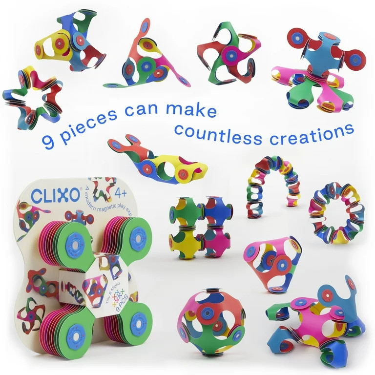 Clixo Magnetic Building Toys for Kids Tiny and Mighty Magnets Creative STEM Toys 9 Pc | Walmart (US)