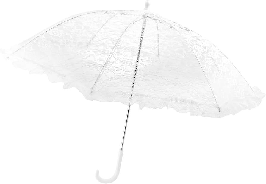 Homeford White Lace Parasol Umbrella for Bride, 26-Inch | Amazon (US)