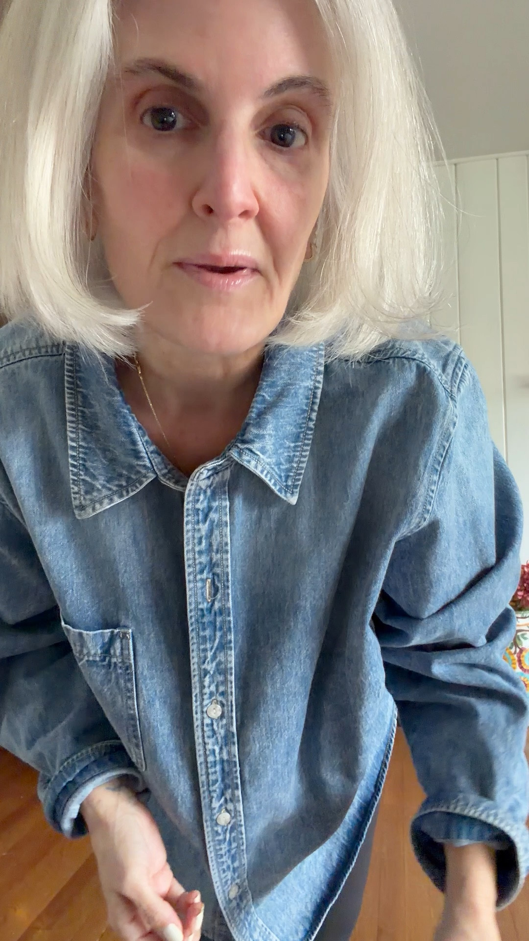 I call this my uniform. Leggings and a denim shirt. My new fav sneakers 

#LTKMidsize #LTKOver40 #LTKPetite