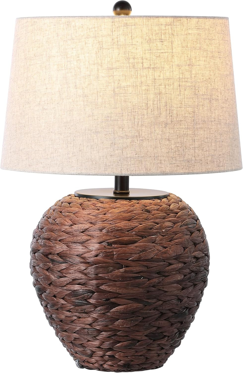 JONATHAN Y Alaro Table Lamp Woven Water Hyacinth Basket 24.5", Dark Brown | Amazon (US)