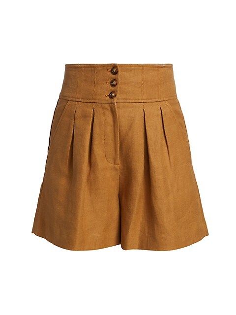 Alicia High-Waisted Linen Shorts | Saks Fifth Avenue