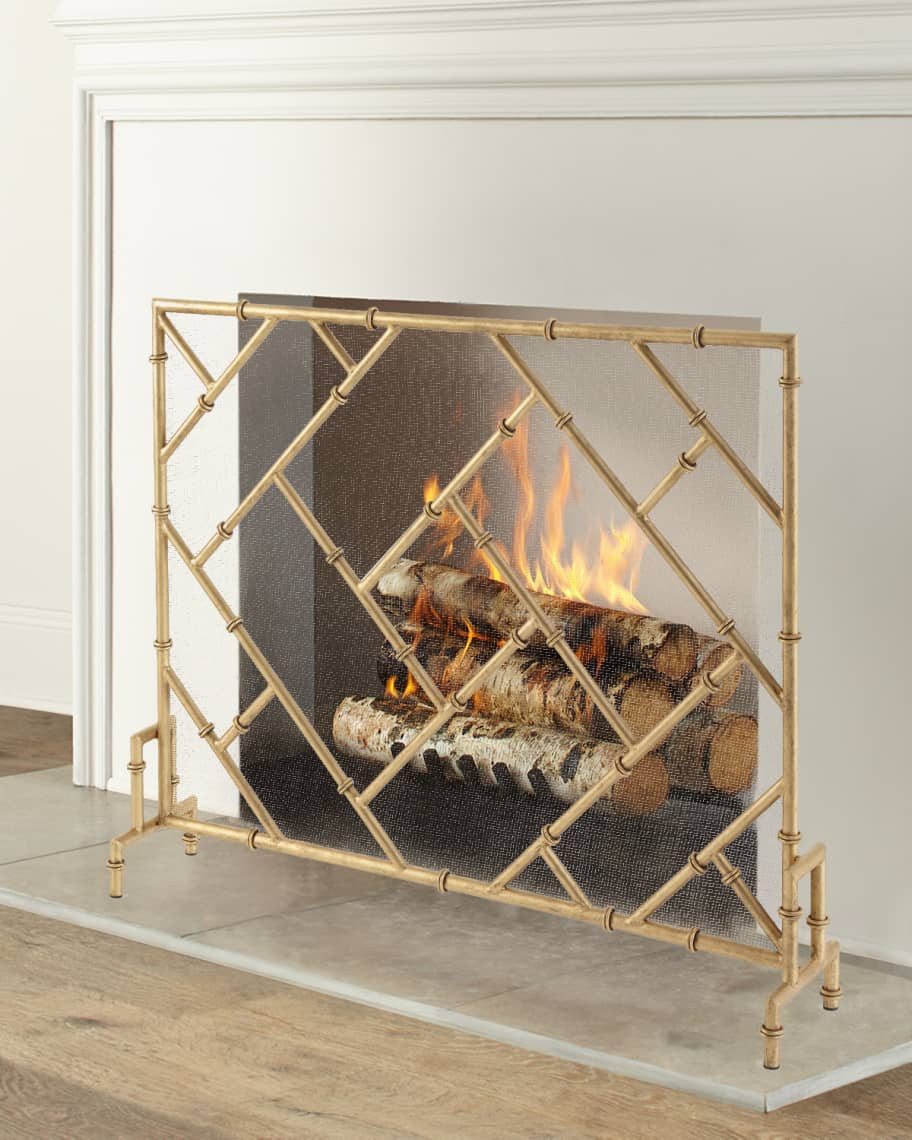 Bamboo Design Single Panel Fireplace Screen | Neiman Marcus