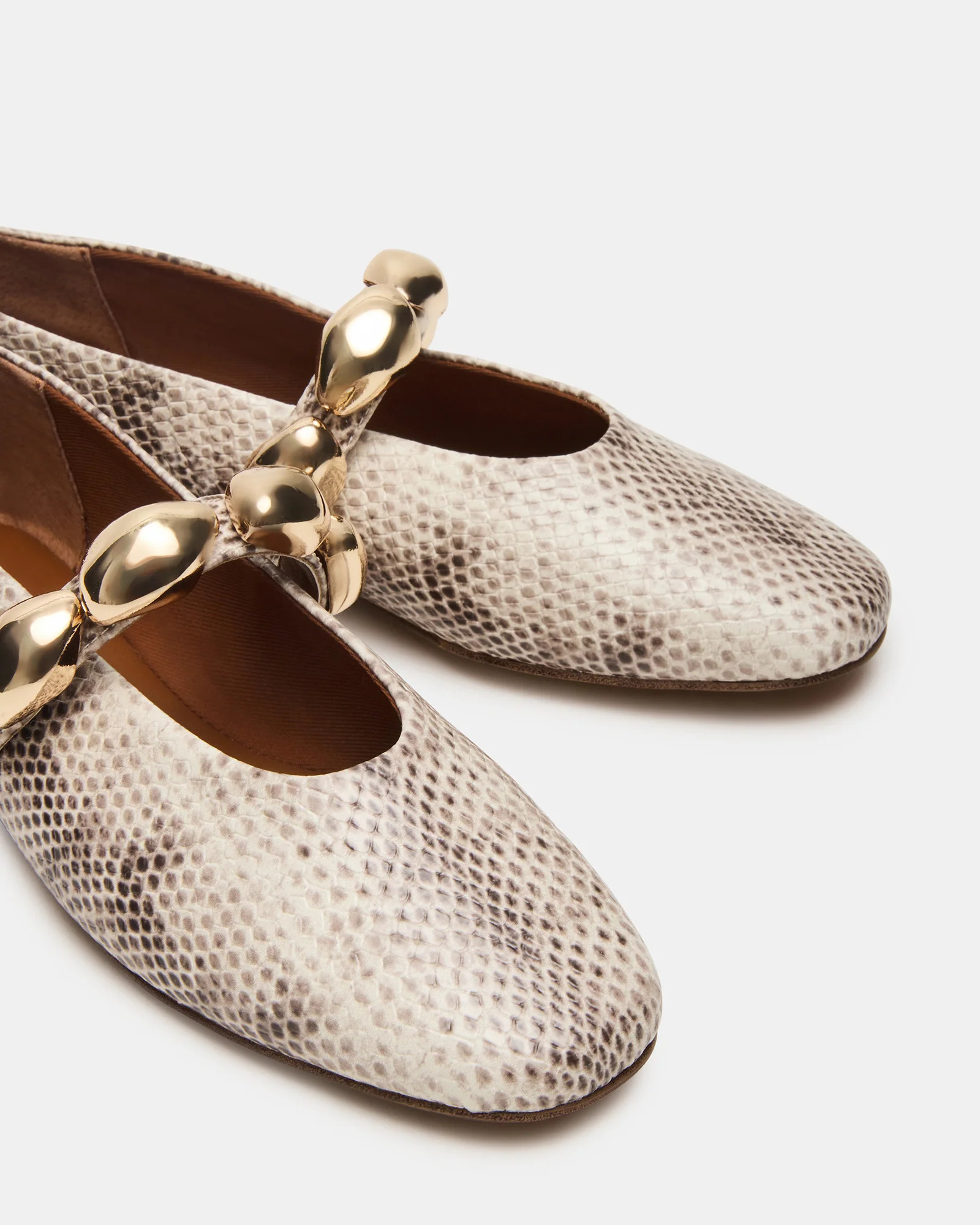 POPPIN Natural Snake Mary Jane Ballet Women's Flat | Steve Madden (US)