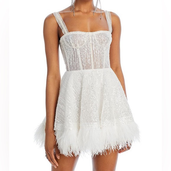 SALE NWT Bronx and Banco Mademoiselle Mini Embellished Feather Bridal Dress Gown | Poshmark