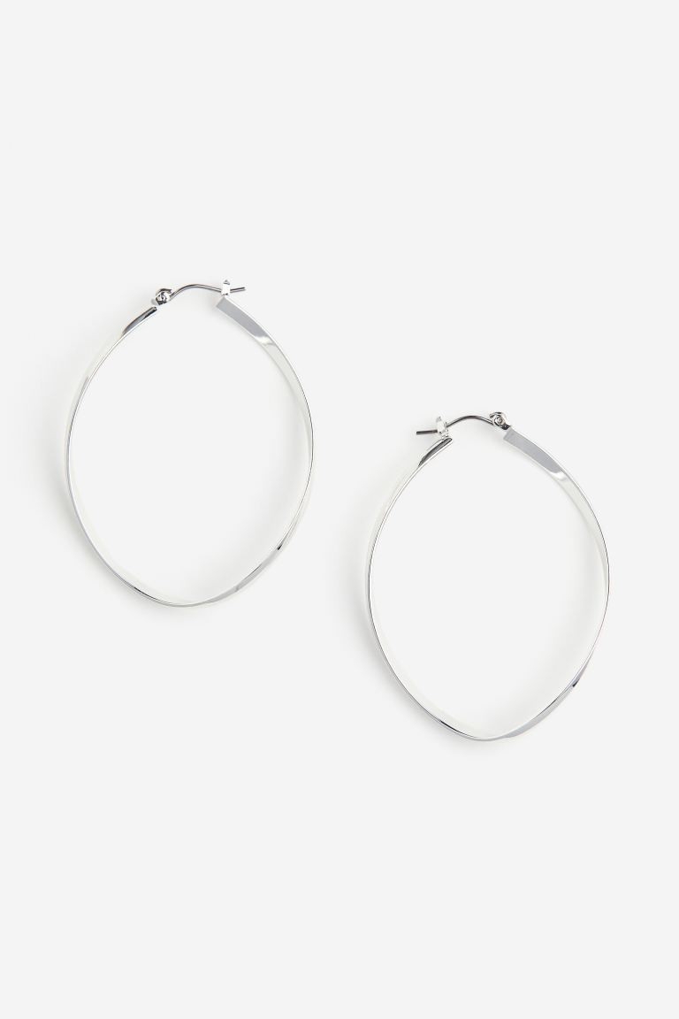 Oval Hoop Earrings - Silver-colored - Ladies | H&M US | H&M (US + CA)