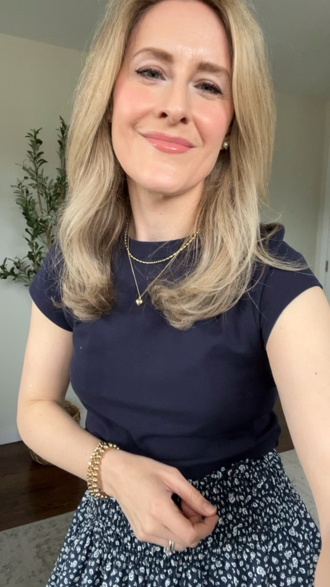 Walmart cotton midi skirt, in store only (sorry! I keep hoping they’ll put it online!), tshirt looks like JCrew and I size up one to a medium. #walmartfashion 

#LTKootd #LTKmomlife