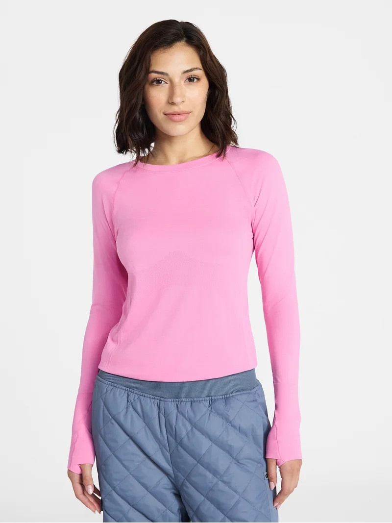 Avia Women's Seamless Tee with Long Sleeves, Sizes XS-XXXL | Walmart (US)