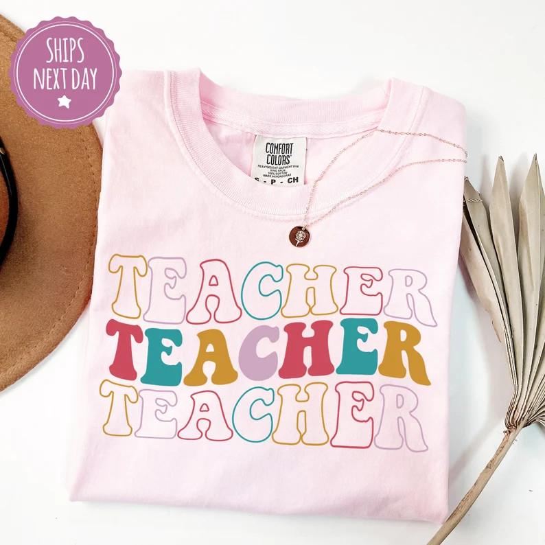 Multicolored Teacher Shirts, Cute Shirts for Teachers, Teacher Gift, Back to School Shirt, Comfor... | Etsy (US)