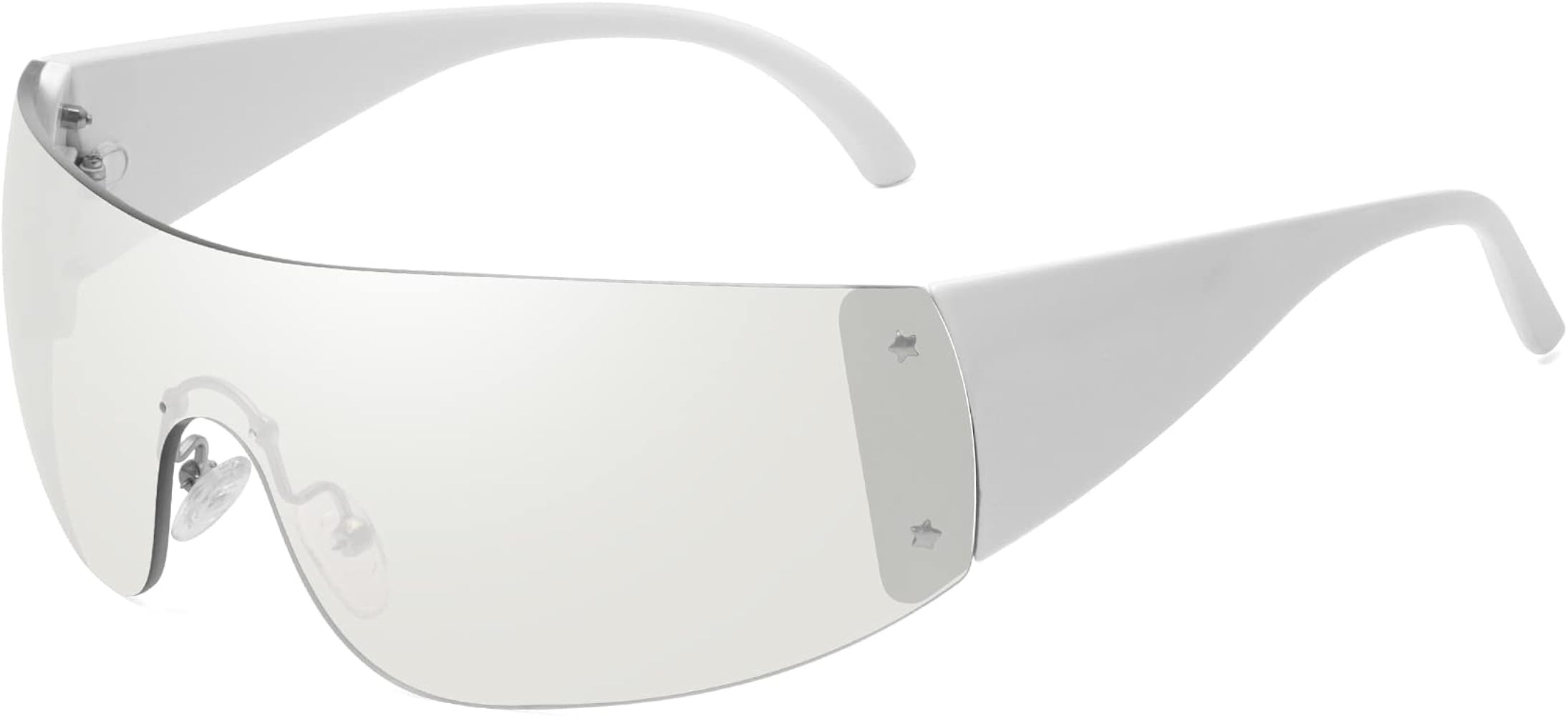 Fozono Trendy Rimless Star Y2K Sunglasses for Women Men Shield Oversized Wrap Around Frameless Su... | Amazon (US)