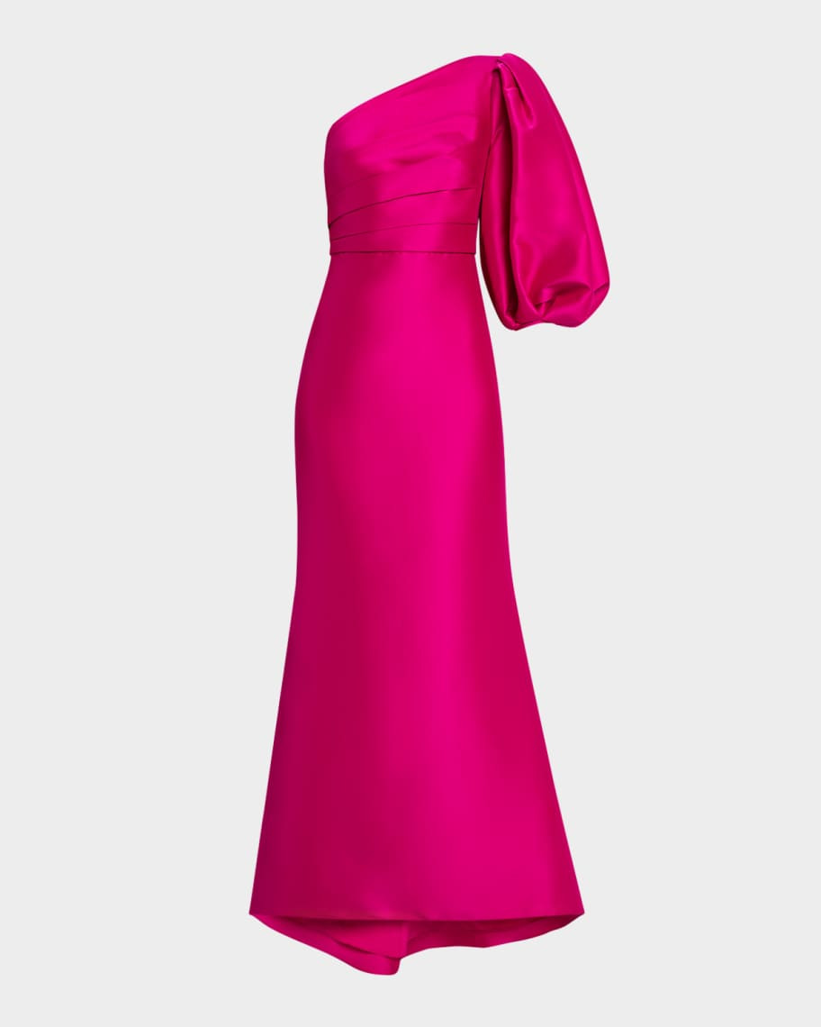 Badgley Mischka One-Shoulder Trumpet Gown | Neiman Marcus