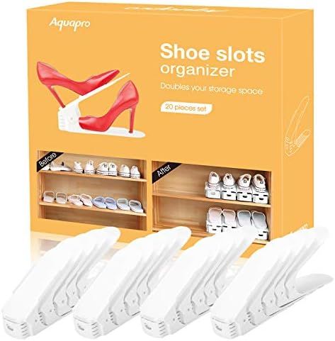 AQUAPRO Shoe Slots Organizer, Adjustable Shoe Stacker Space Saver, Double Deck Shoe Rack Holder f... | Amazon (US)