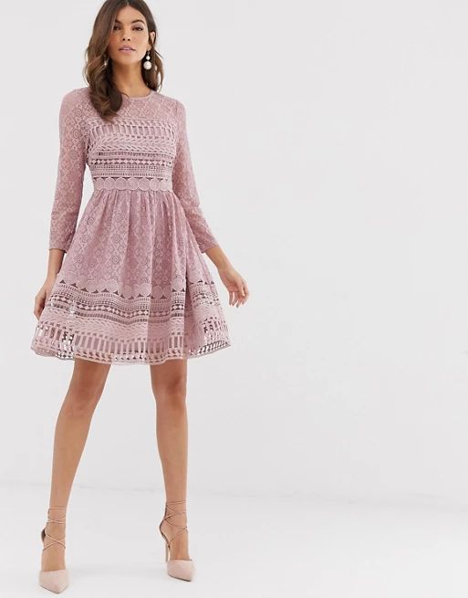 ASOS DESIGN premium lace mini skater dress | ASOS (Global)