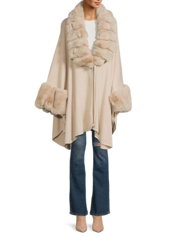 Faux Fur Trim Asymmetric Ruana | Saks Fifth Avenue OFF 5TH