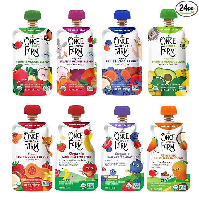 Once Upon a Farm | Organic Farmer's Finest Sampler | Mango, Veggie, Strawberry, Blueberry, Avocad... | Amazon (US)