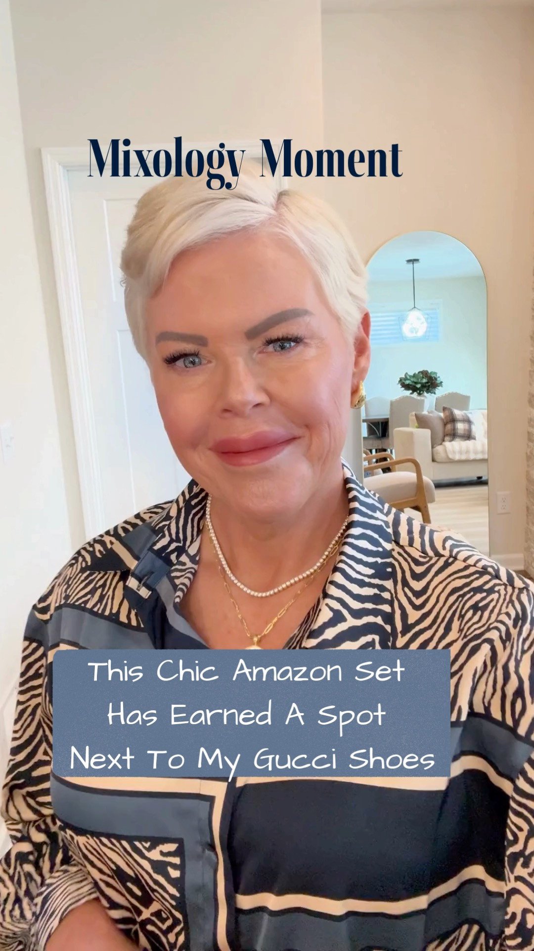 Mixology Moment: Pairing this silky animal print designer inspired co-ord set from Amazon with my Gucci shoes. This set is one of my favorite finds on Amazon. I've added a Birkin inspired bag and accessories.  This is a perfect dinner look! 

 #LTKgrwm #LTKootd #LTKOver40