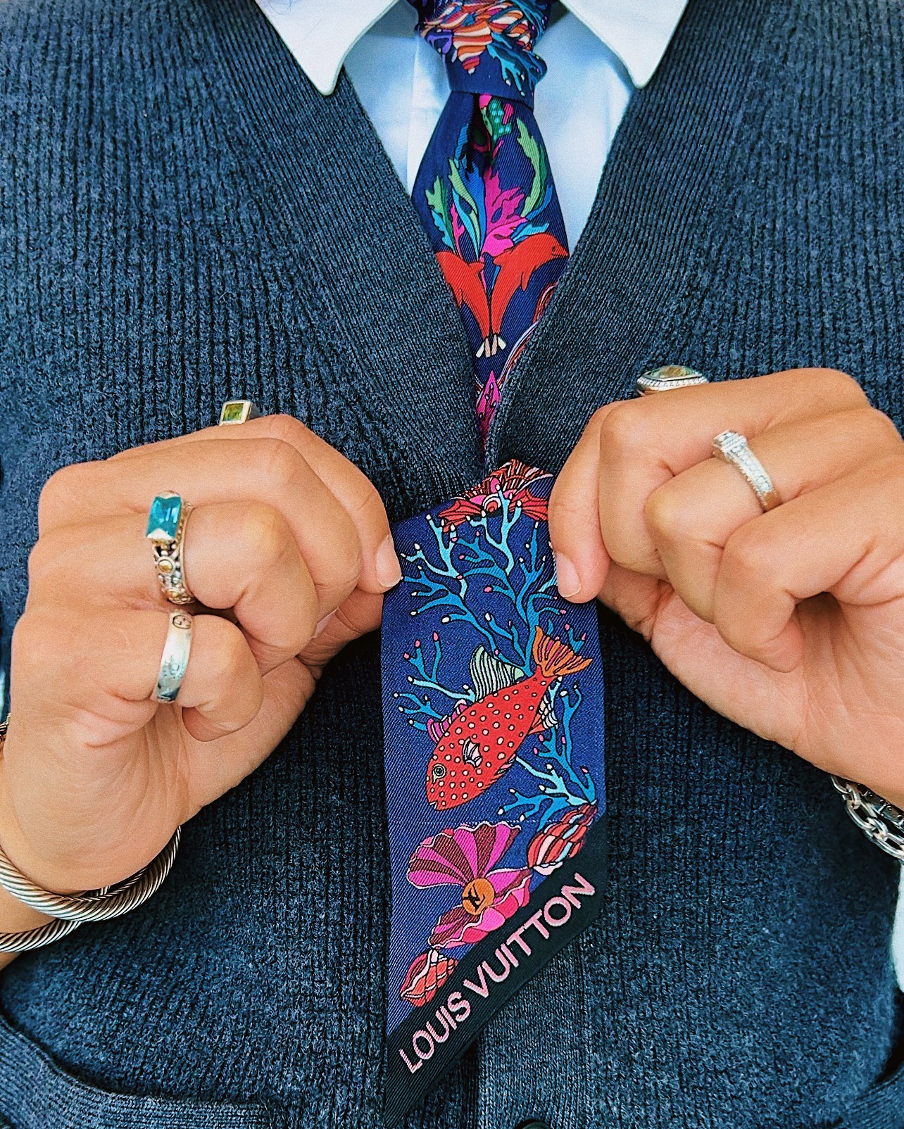 These little scarves make great neckties and pants accessories with fun patterns. They add a little extra to a simple fit. 

#LTKStyleTip