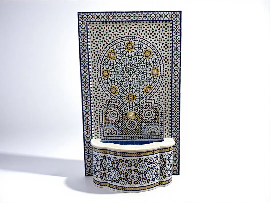 Customizable Rustic Mosaic Wall Fountain: Mid-century Indoor/outdoor Water Feature for Your Garde... | Etsy (US)