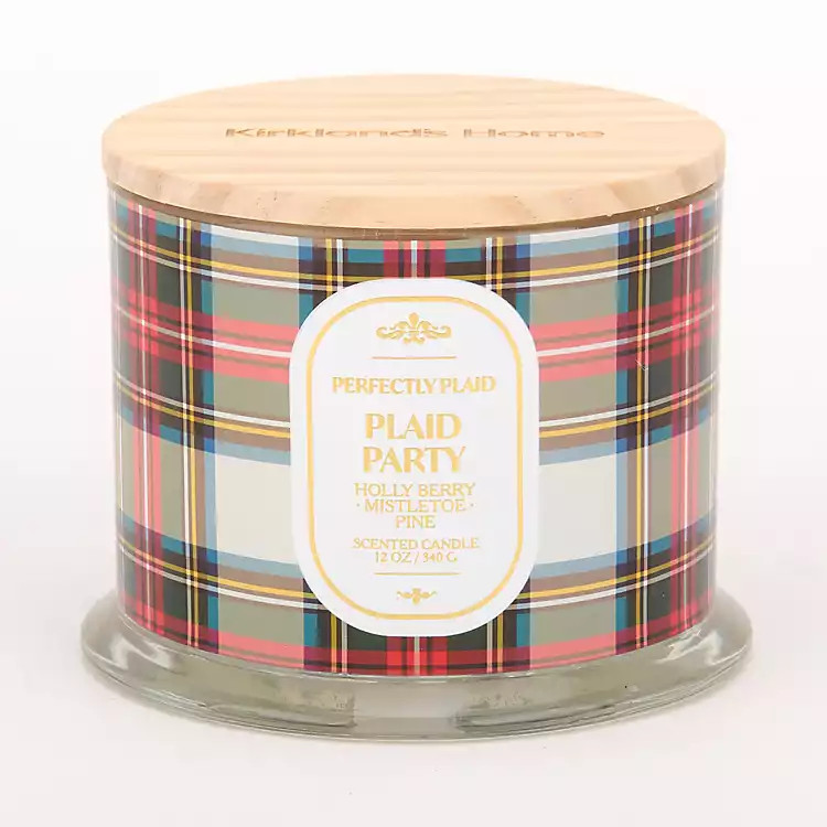 Multicolor Plaid Party 3-Wick Jar Candle | Kirklands Home | Kirklands