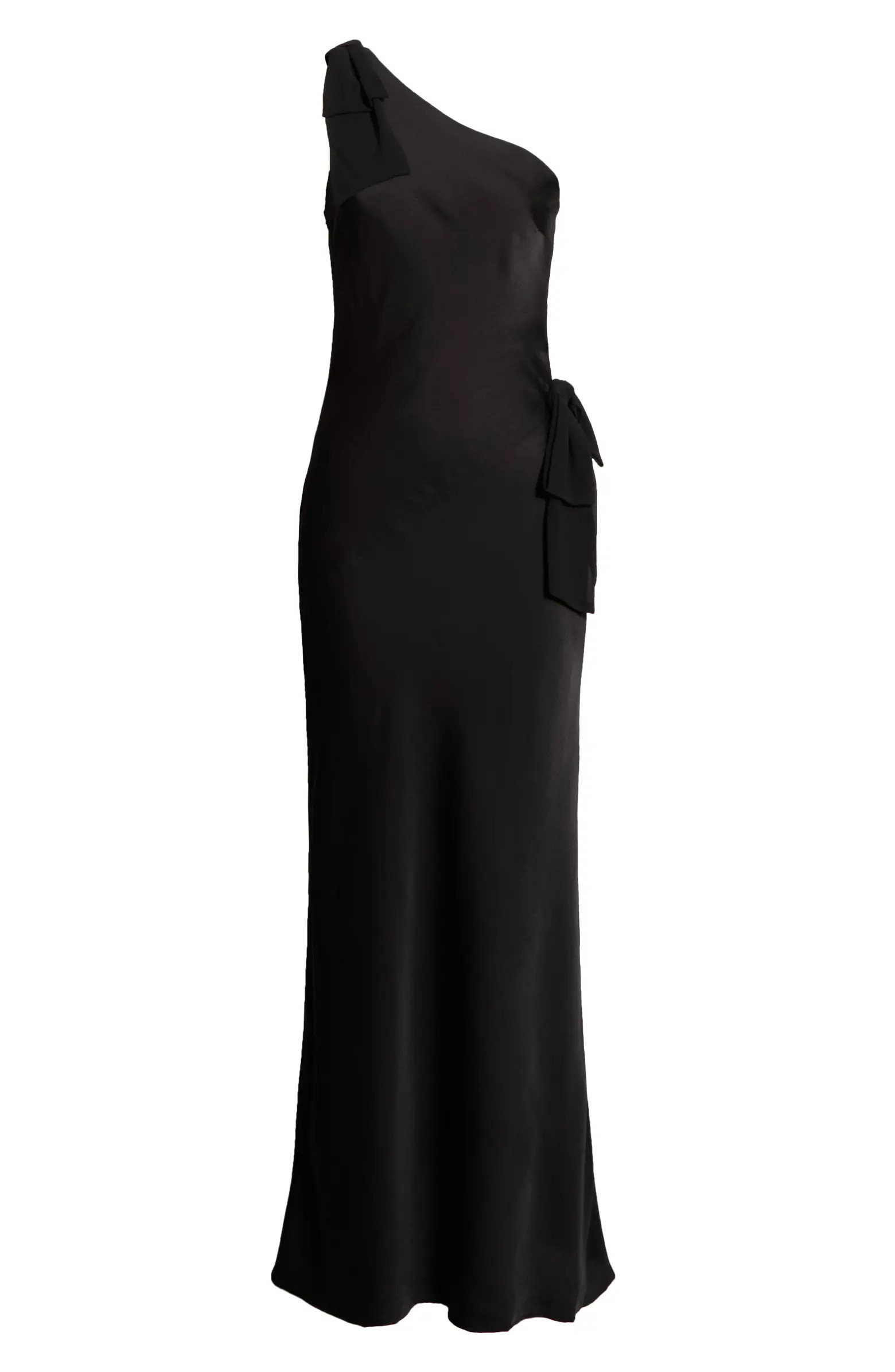 x Sara Walker Audrey One-Shoulder Washed Satin Maxi Dress | Nordstrom