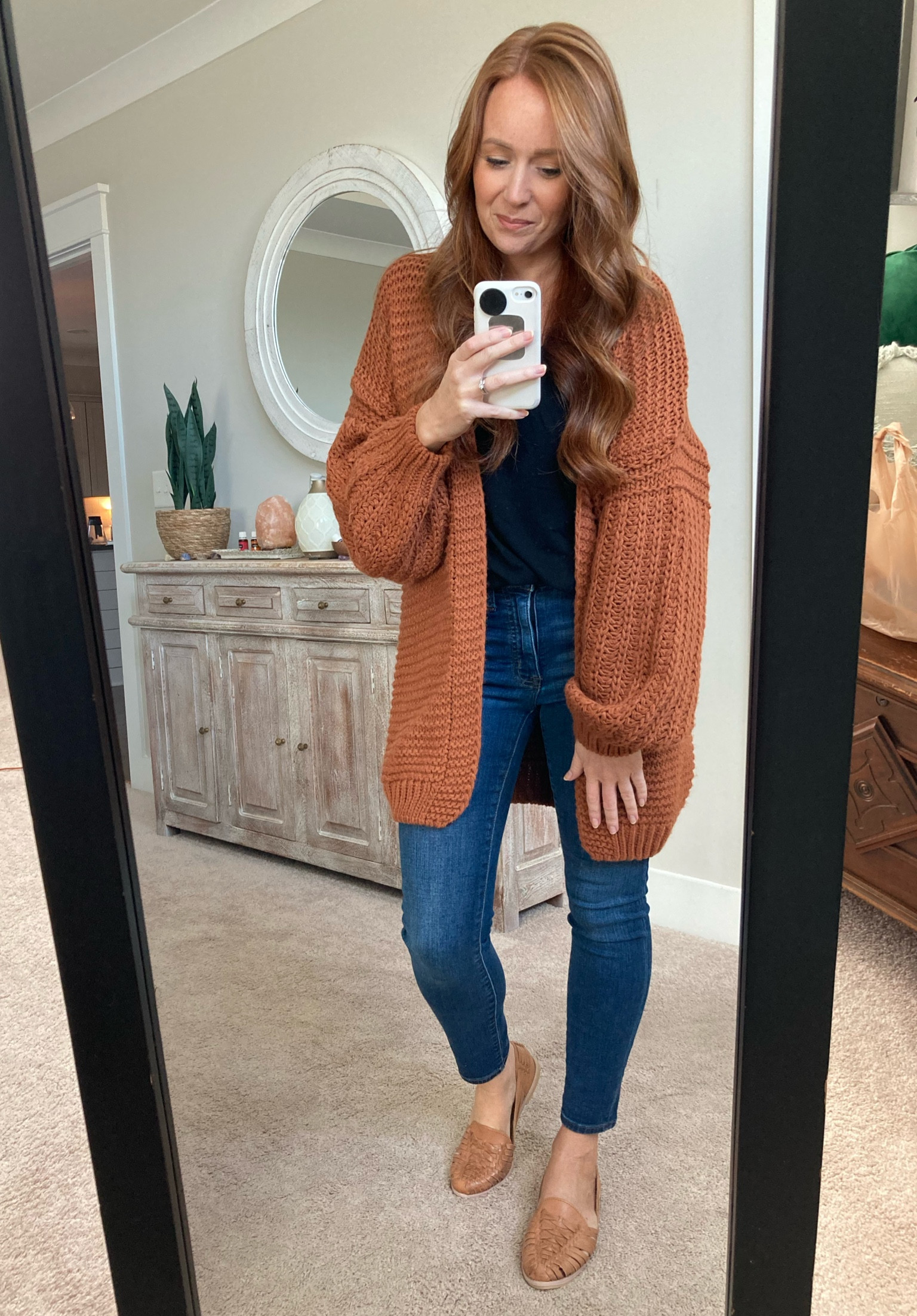 This fall cardigan goes with everything! Today it is styled with jeans and a tee, and cute huaraches. Perfect when the mornings are chilly and the afternoons are warm.

#LTKfindsunder50 #LTKSeasonal #LTKstyletip