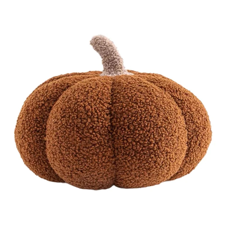 7'' Sherpa Pumpkin Throw Pillow Fall Decor Plush Pillow 3D Pumpkin Shaped Pillow Cozy Fall Decora... | Walmart (US)