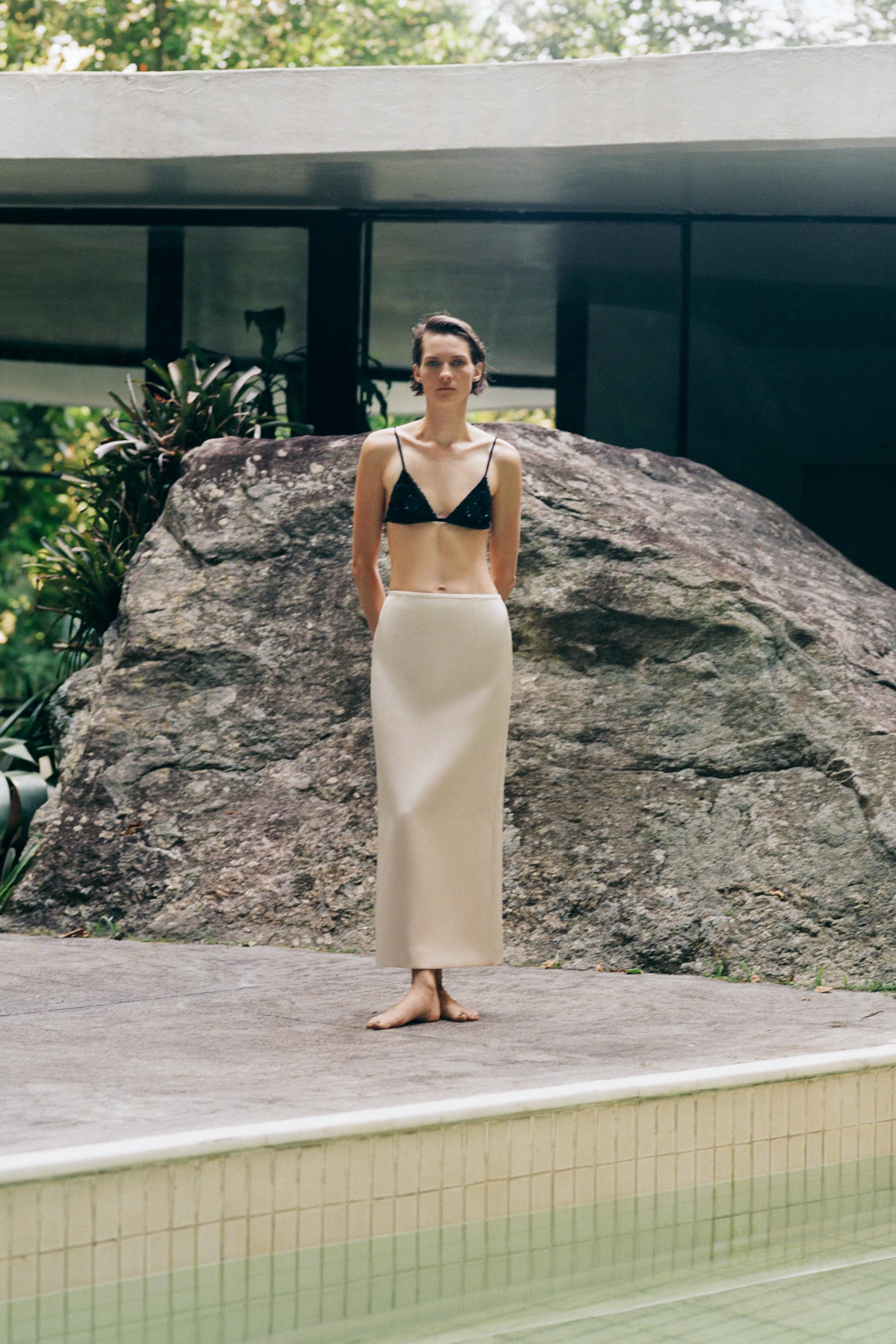 ZW COLLECTION SATIN PENCIL SKIRT | Zara US