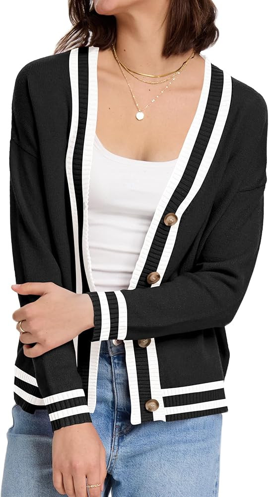 LOMON Women's Button Down Cardigan Sweaters Fall Long Sleeve Open Front Soft Cardigan Casual Loos... | Amazon (US)