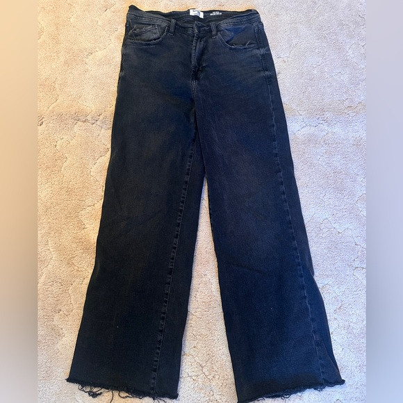 Kensie Black Wide-Leg Jeans with Raw Hem Size 10 /30 inseam | Poshmark
