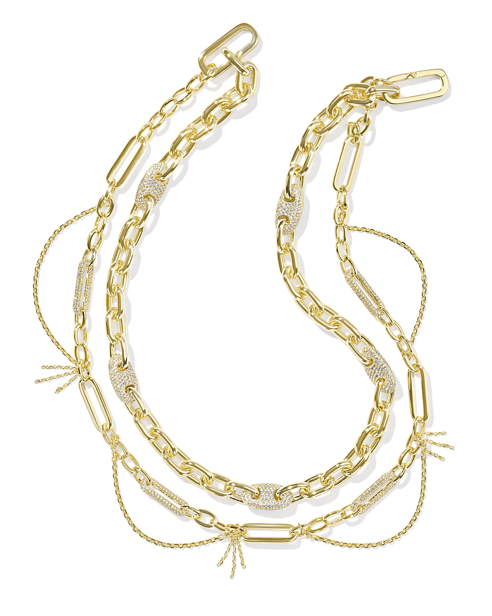 Bailey Gold Pave Convertible Statement Necklace in White Crystal | Kendra Scott