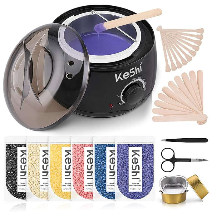 KeShi Waxing Kit, Painless Hair Removal Wax Warmer with 6 Bags Hard Wax Beans for Full Body, Legs... | Amazon (US)