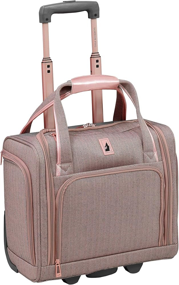 LONDON FOG Newcastle 15-Inch Underseater, Telescoping Handles, Rose Charcoal Herringbone | Amazon (US)