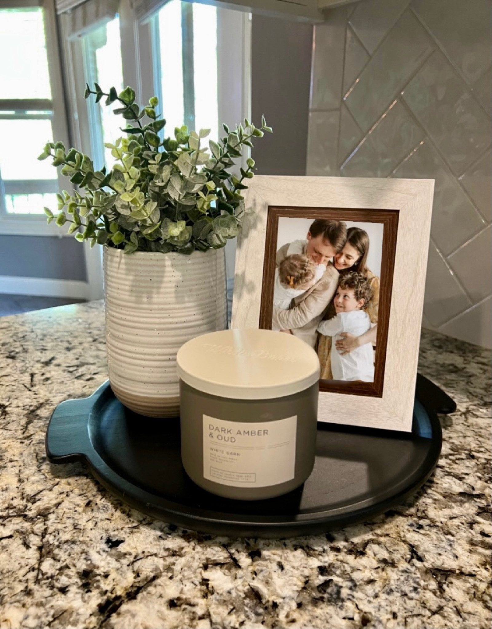 This is such an easy tabletop or countertop decor idea. And so affordable! 
Decoration, centerpiece, candle, bath & bodyworks, Walmart, Target, picture frame, faux plant, succulents, eucalyptus 


#LTKhome #LTKfindsunder50 #LTKSeasonal