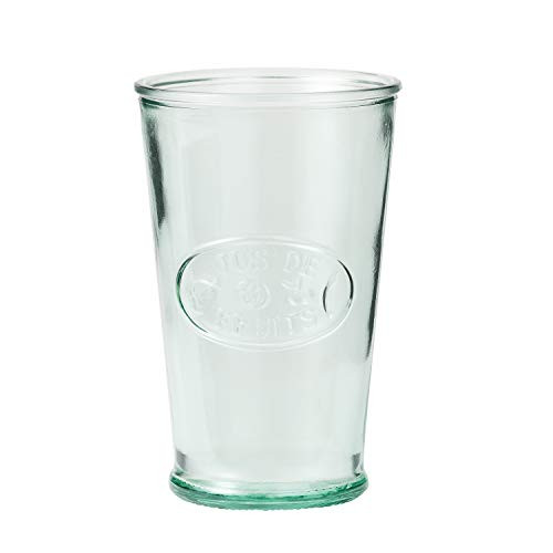 Amici Home Jus de Fruits Glass | 11 Oz | Italian Made, Clear Recycled Glass with Green Tint | Cute Glass with Embossed Design for Water, Fruit Juice, Cocktails, Fresh Drinks (Set of 6) | Amazon (US)