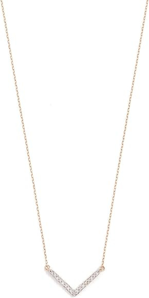 Tiny Pavé Diamond V Necklace in 14k Yellow Gold | Amazon (US)