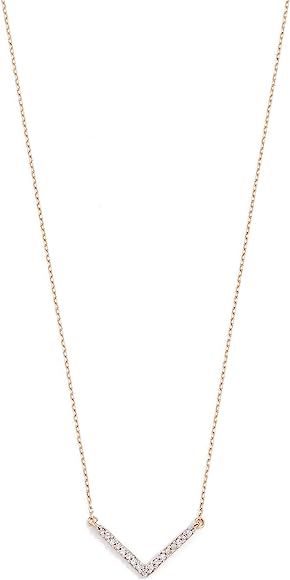 Tiny Pavé Diamond V Necklace in 14k Yellow Gold | Amazon (US)