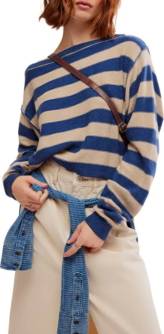 Free People Into the Blue Stripe Crop Sweater | Nordstromrack | Nordstrom Rack