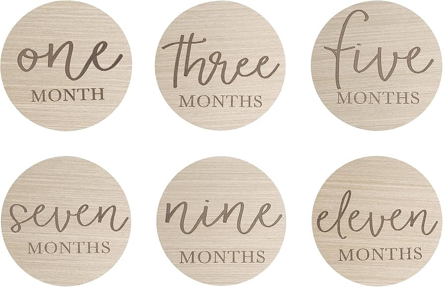 Little Pear Wooden Milestone Photo Cards, Baby Announcement Cards, Double Sided Photo Prop Monthl... | Amazon (US)