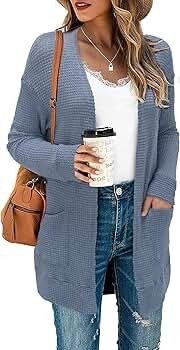 VOTEPRETTY Women's Long Sleeve Cardigan Lightweight Open Front Knit Sweater with Pockets | Amazon (US)