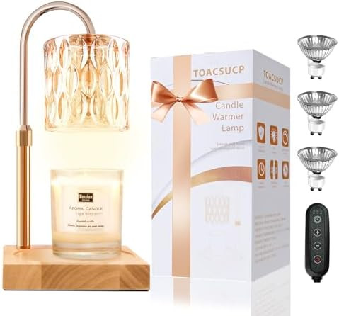 Candle Warmer Lamp with 3 Bulbs, Adjustable Height Dimmable Candle Warmer with Timer, Candle Lamp... | Amazon (US)
