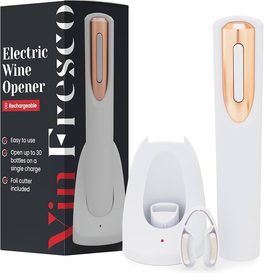 Rechargeable Electric Wine Bottle Opener - Charging Base and Foil Cutter Included with Automatic ... | Amazon (US)