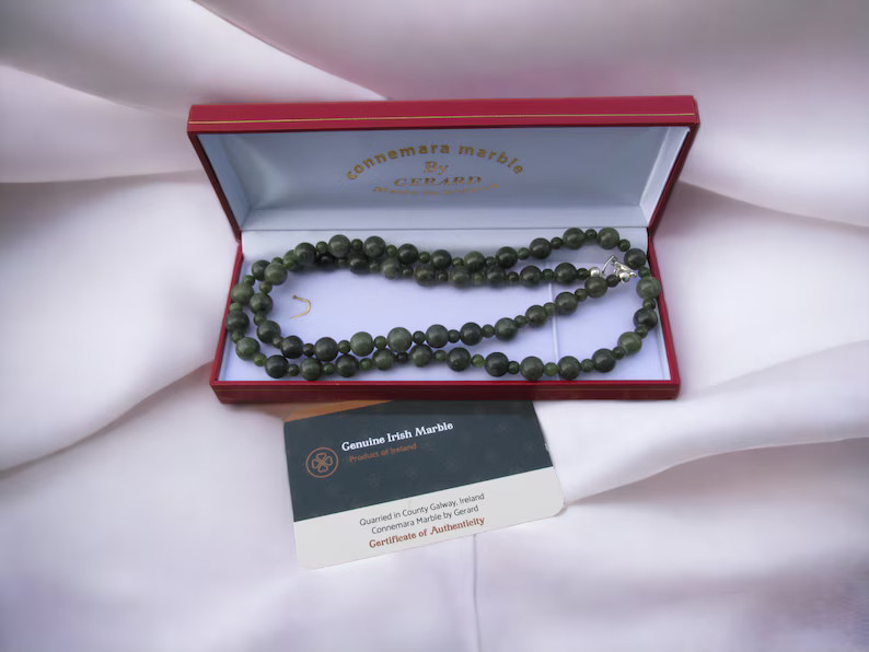 GENUINE Connemara Marble Beaded Celtic Necklace Guaranteed Irish - Etsy | Etsy (US)