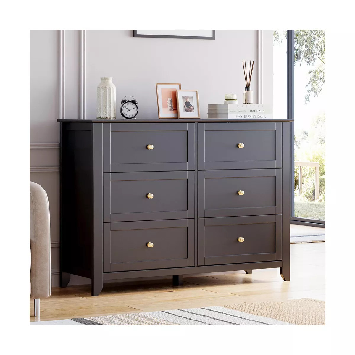 Whizmax 6 Drawer Dresser, Chest of Drawers with Metal Handle, Double Wood Dresser for Bedroom, Li... | Target