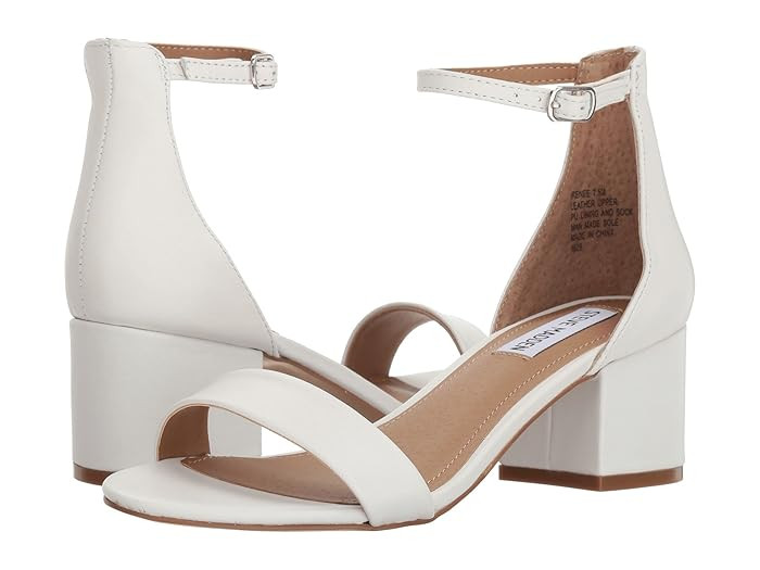 Steve Madden Irenee Sandal (White Leather) Women's 1-2 inch heel Shoes | Zappos