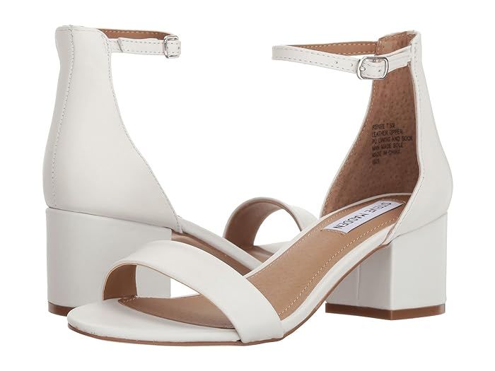 Steve Madden Irenee Sandal (White Leather) Women's 1-2 inch heel Shoes | Zappos