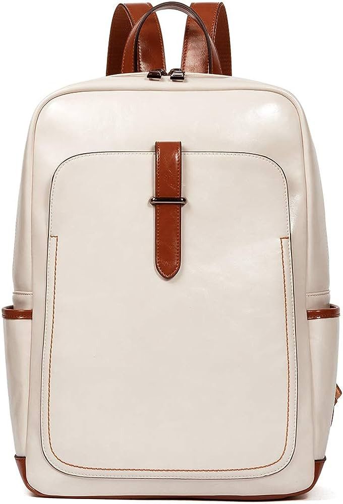 BROMEN Leather Laptop Backpack for Women 15.6 inch Computer Backpack Business Travel Professional... | Amazon (US)