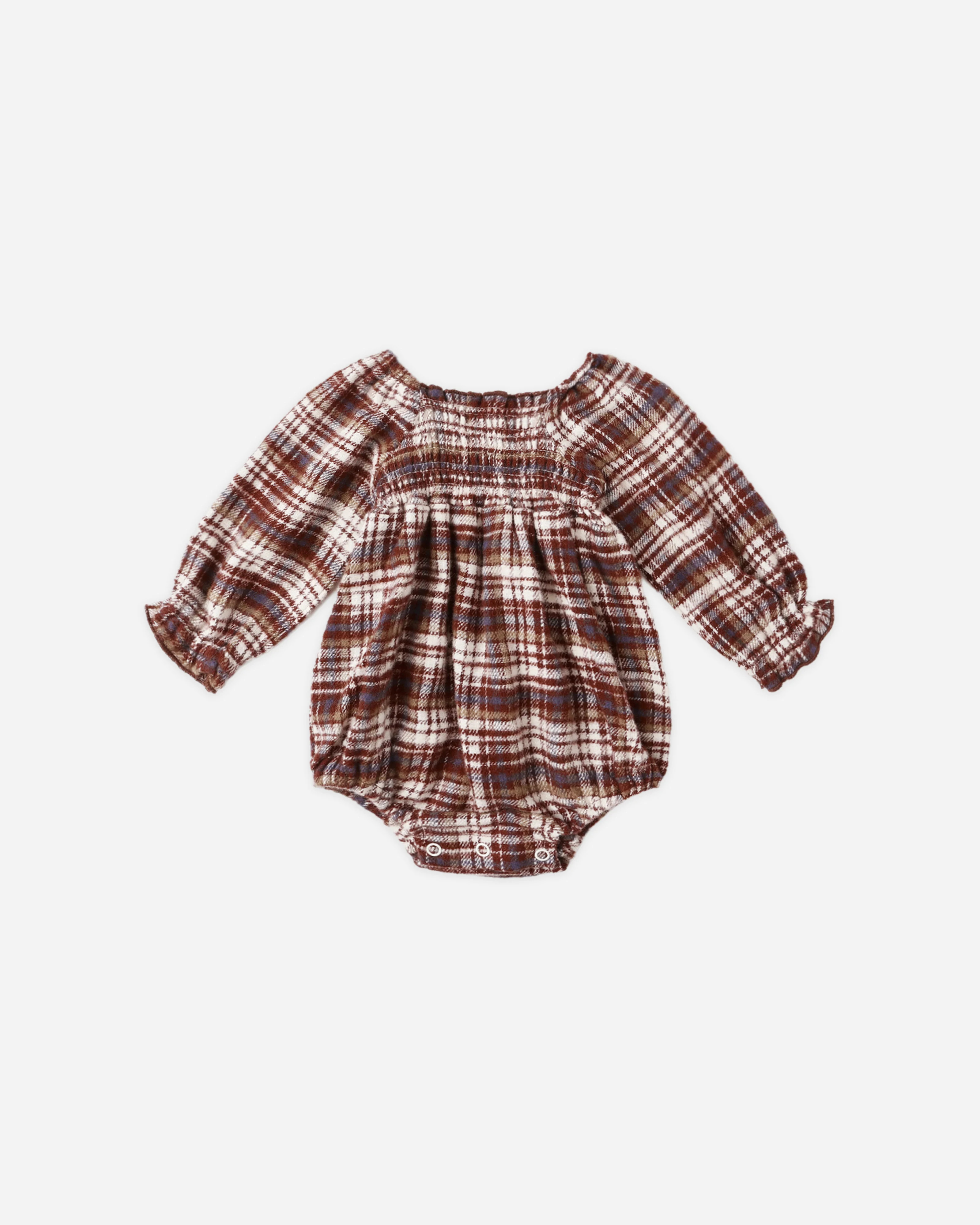 Adelaide Romper || Burgundy Plaid | Rylee + Cru