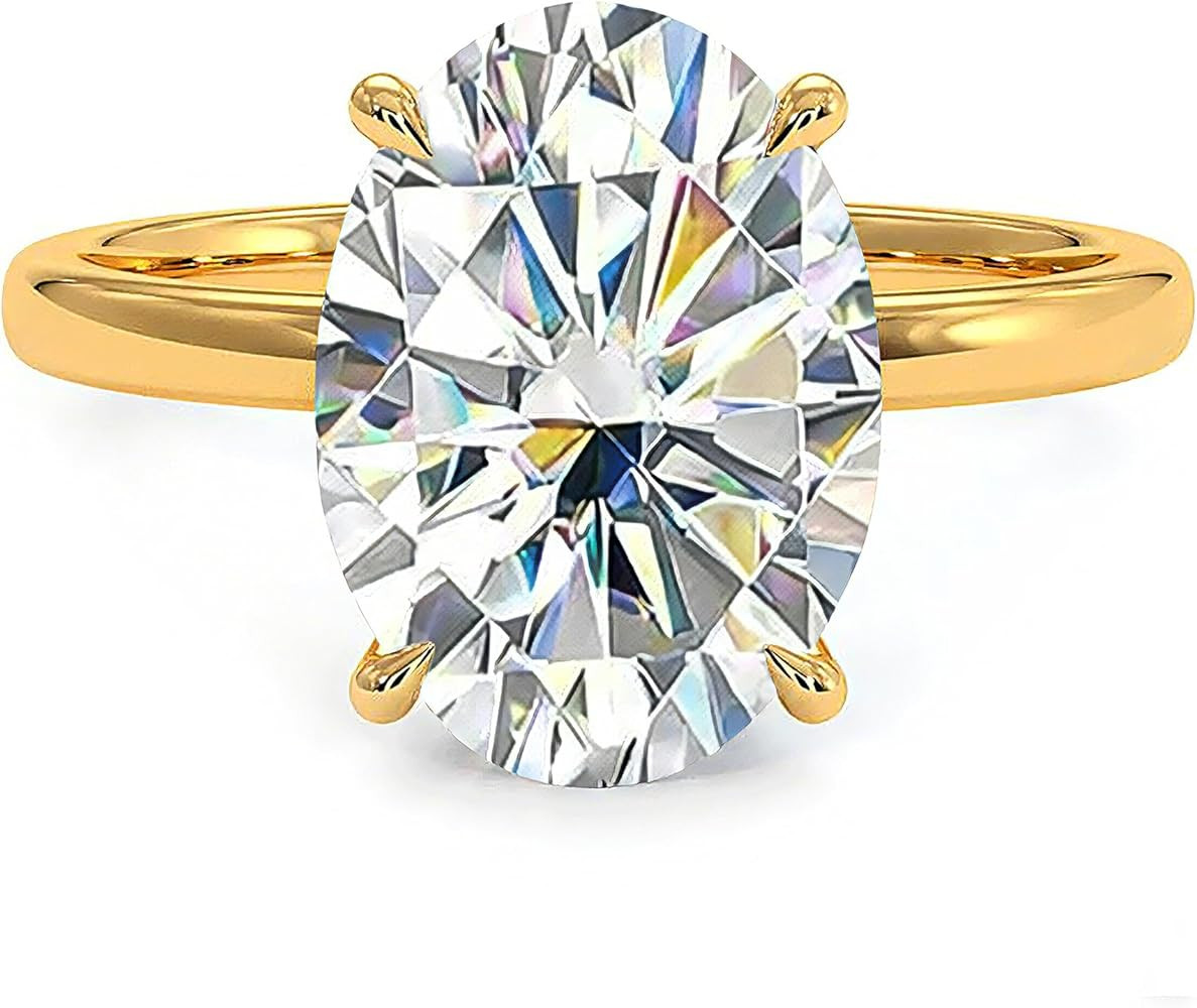 Moissanite Engagement Rings for Women 925 Sterling Silver Gold Plated Band | Amazon (US)