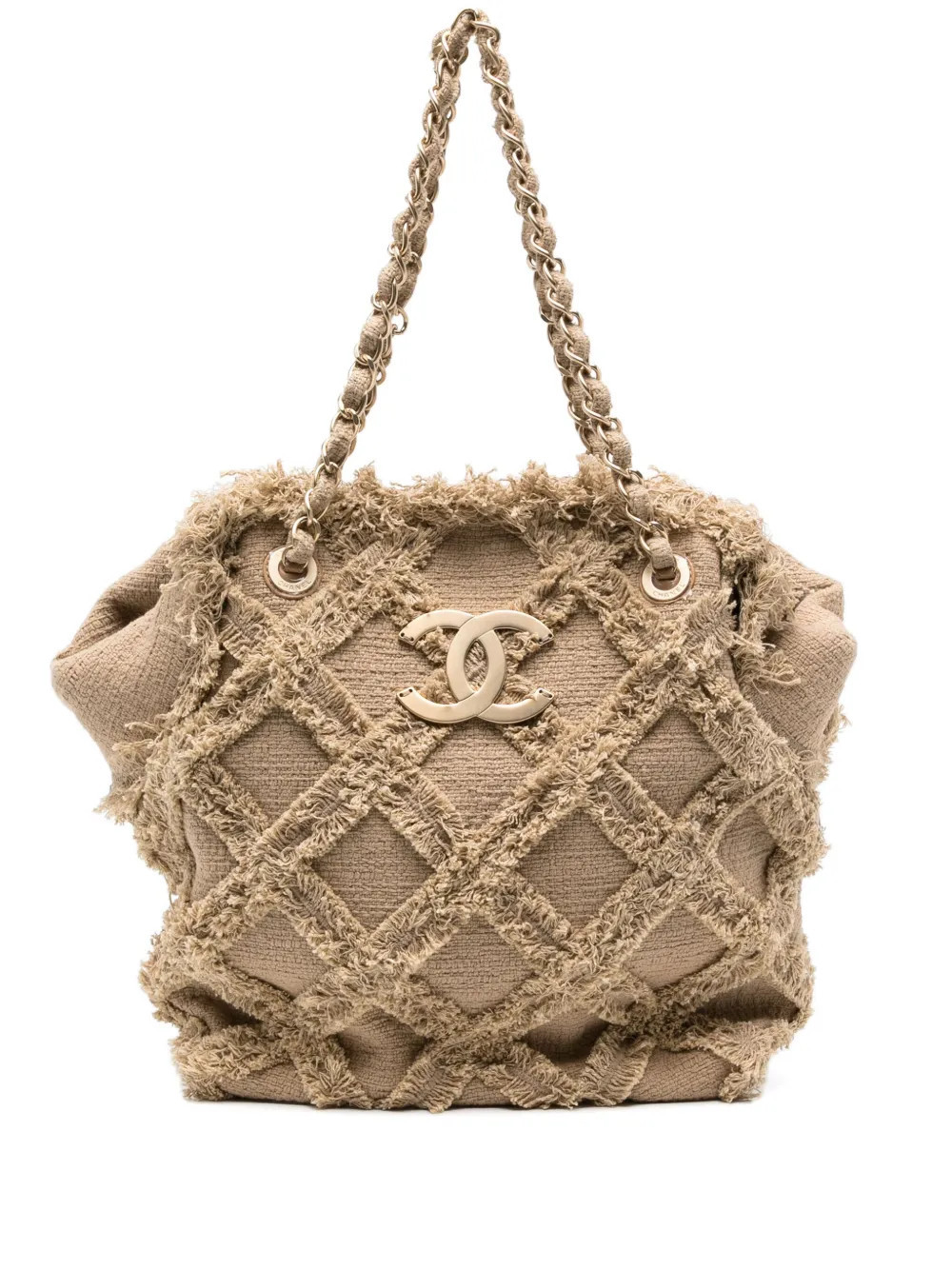 CHANEL Pre-Owned Raffia tweed tote bag - Neutrals | Farfetch Global