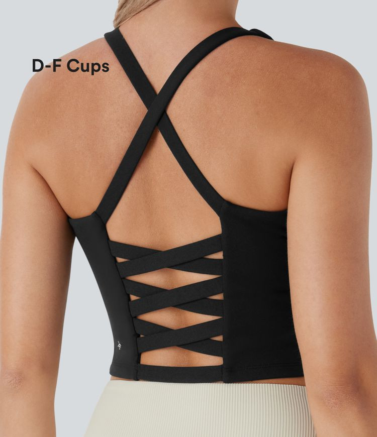 Women’s Crisscross Backless Cropped Yoga Tank Top-D/DD/DDD/F Cups - Halara | HALARA